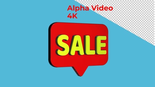 Animated 3D Sale Text Speech Bubble