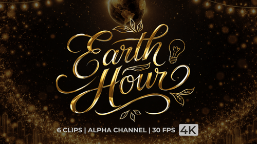 Golden Earth Hour Animated Calligraphy Text Reveal