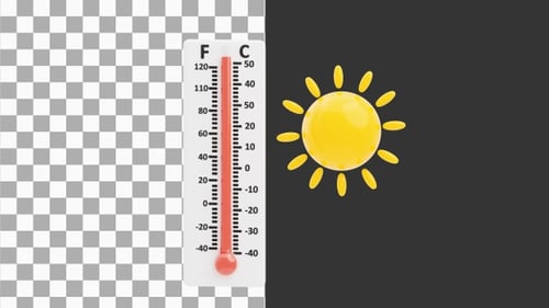 3D Animation of Thermometer with Shining Sun | Alpha Channel