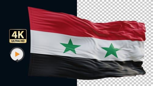 Realistic Waving Flag of Syria Seamless Loop