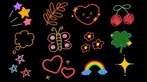Cute Hand Drawn Doodle Animations Pack | Fun Elements with Alpha Channel