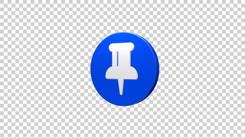 Papier-Pinnadel-Symbol rotierend blau