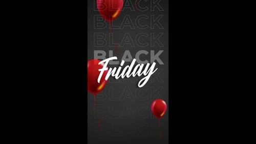 Black Friday Sale Vertical Story with Floating Red Balloons