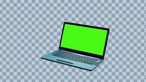 Modern 3D Laptop Opening Animation with Green Screen Display