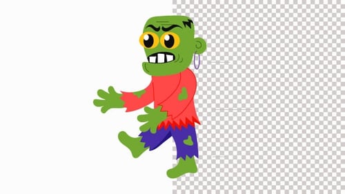 Chaîne alpha d'animation Walking Green Zombie