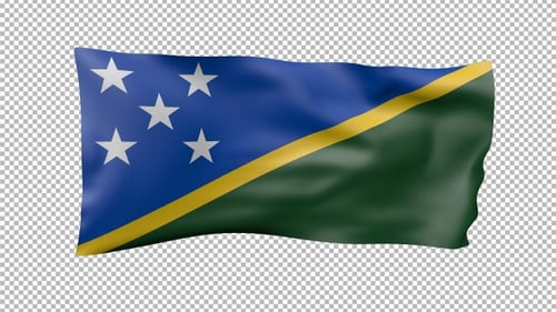 Realistic Waving Solomon Islands National Flag Animation