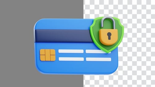 Animated 3D Credit Card Security Payment Graphic