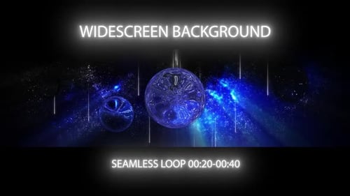Glowing Blue Energy Spheres Seamless Widescreen Background Loop