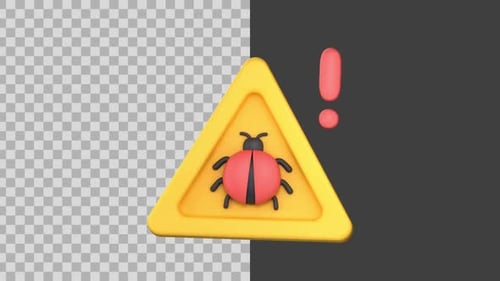 3D Animated Bug Warning Alert Icon