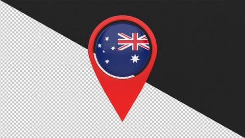 Animated 3D Australia Flag Map Pin Icon