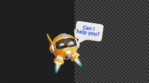 3D Robot Service Animation Transparent Background