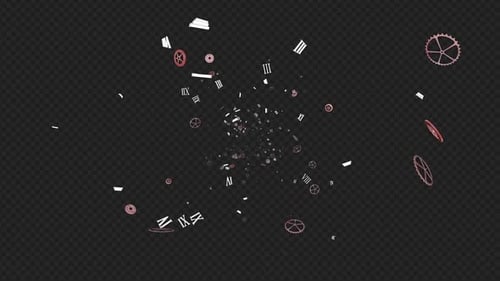 Animation de morceaux d'horloges, arrière-plan, sur canal Alpha, boucle