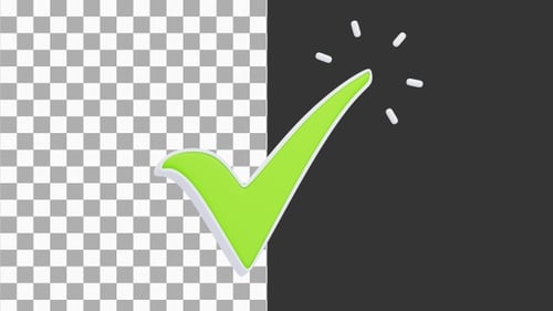 3D Animation of Green Check Mark Confirmation | Alpha Channel