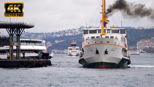 Istanbul Ferry Approaches The Pier