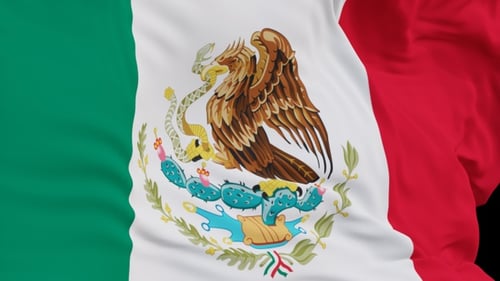 The Mexico flag with alpha channel waving in the wind in slow motion