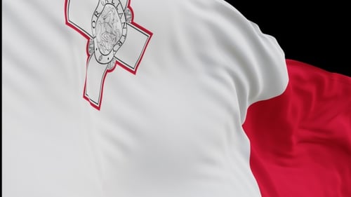 The Malta with alpha channel waving in the wind in slow motion