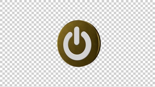 Power Button Off Icon Rotating Golden