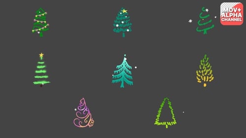 Cartoon Christmas Trees Animations Icons | Motion Graphics
