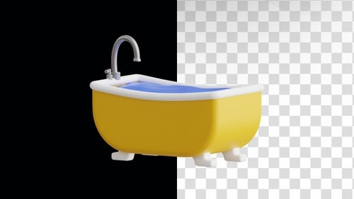 Modern 3D Bathtub Rotating Animation