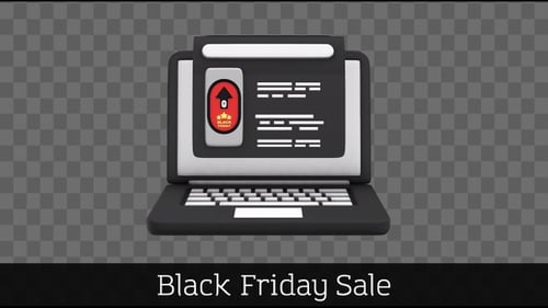 3D Black Friday Laptop Scrolling Icon Animation
