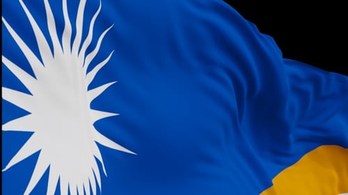 The Marshall Islands with alpha channel waving in the wind in slow motion