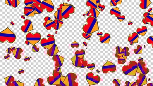 Armenian Flag Hearts Confetti Loop Overlay