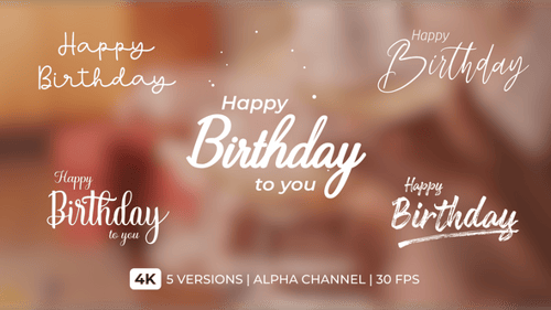 Happy Birthday Script Text Animations Pack with Alpha Channel