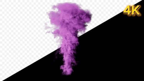 Realistic Purple Smoke Plume Rising Against Black Background