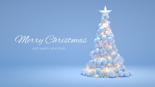 Modern Christmas Tree Baubles Twinkling Lights Animation