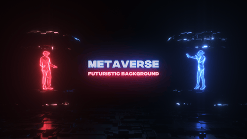 Metaverse Hud Characters Futuristic Neon Glowing Background