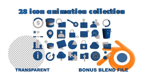 3D Icons animation collection 28 pcs |ALPHA CHANNEL