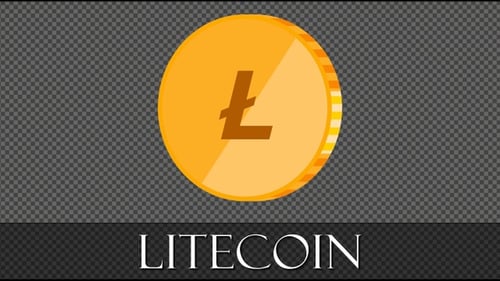 Animated Flat Design Rotating Litecoin Cryptocurrency Coin