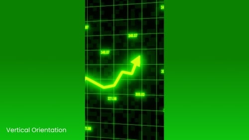 Retro Green Glowing Data Graph Animation with Numbers