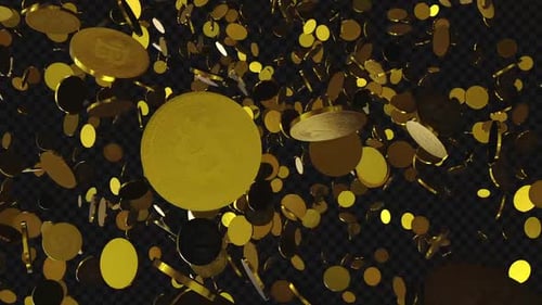 3D Golden Bitcoin Coins Falling Seamless Loop