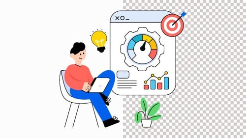 Animated Flat Design for Business Analytics and Settings