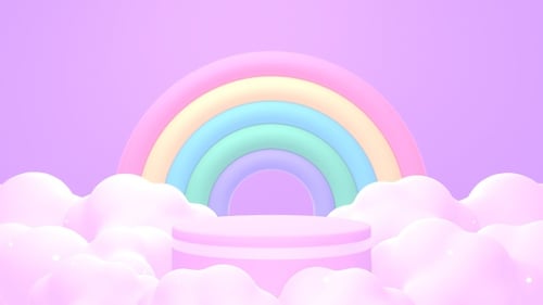 Pastel Rainbow Cloud Podium Display Background Animation