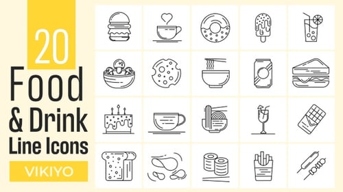 Animated Food and Drink Line Icons Collection