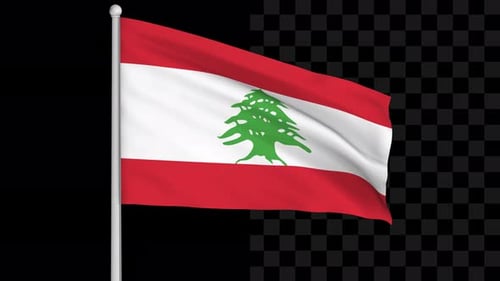 Waving Flag of Lebanon with Alpha Channel