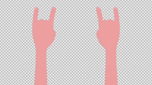 The Sign Of The Horns 3D Hand Gesture Animation Pack On Alpha Channel, Loop (21 Videos Included)