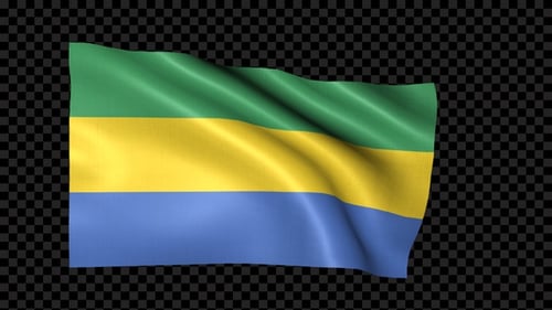 Gabon National Flag Waving Loop Alpha Channel