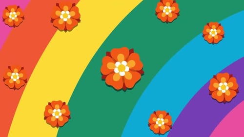Abstract Rainbow Flat Design Flower Transition