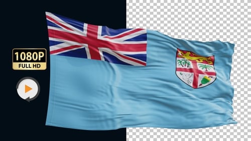 Fiji National Flag Waving Animation With Realistic Fabric