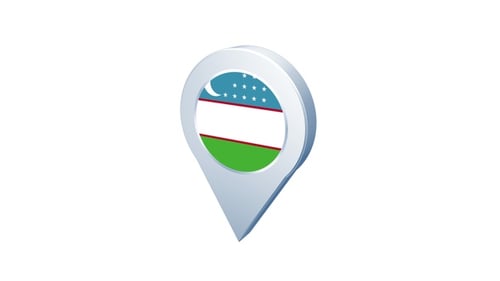 3D Animated Location Pin with Uzbekistan Flag