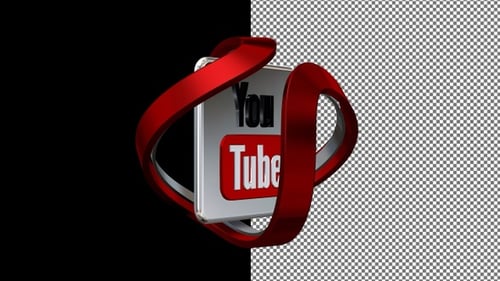 Rotating YouTube Button in Original Style, Alpha Channel, Unique Design, Exclusive, 3D Render