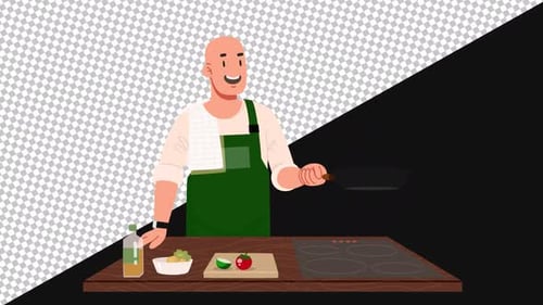 The cook is cooking | Alpha Channel