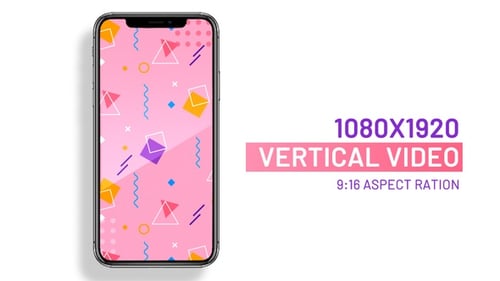 Memphis style looping geometric background pattern vertical video for social media posts