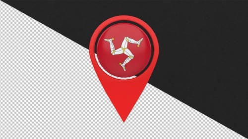 3D Spinning Map Pin Icon with Flag