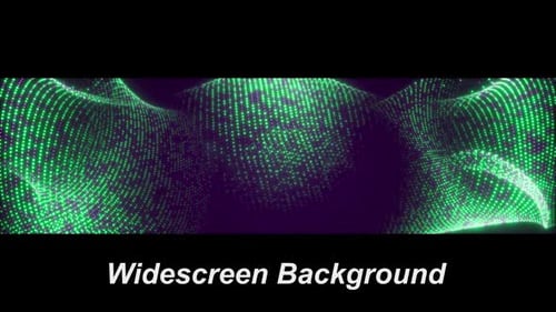 Abstract Green Particles Flowing Digital Widescreen Background