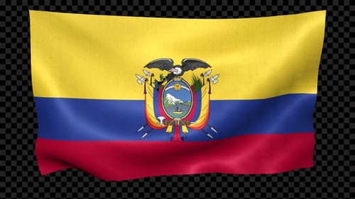 Realistic Waving Flag of Ecuador with Alpha Channel