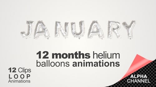 Animated Silver Foil Balloon Letters for Calendar Months